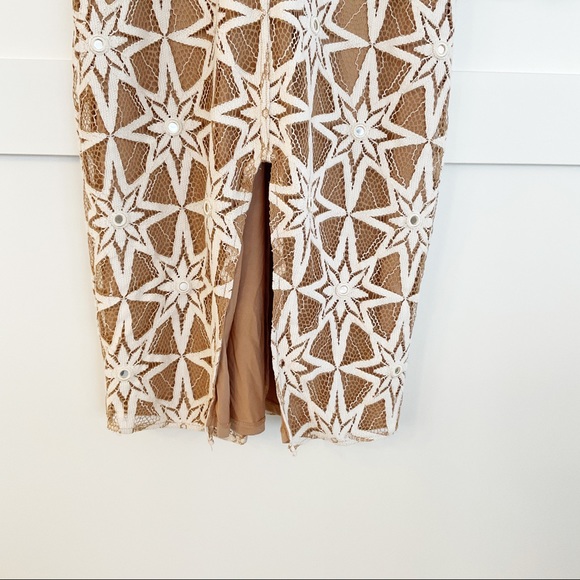 For Love and Lemons Metz Midi Dress Cream Tan Small - Picture 13 of 16